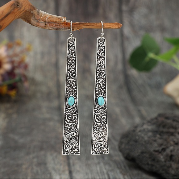 Jewelry - Artificial Turquoise Bar Earrings